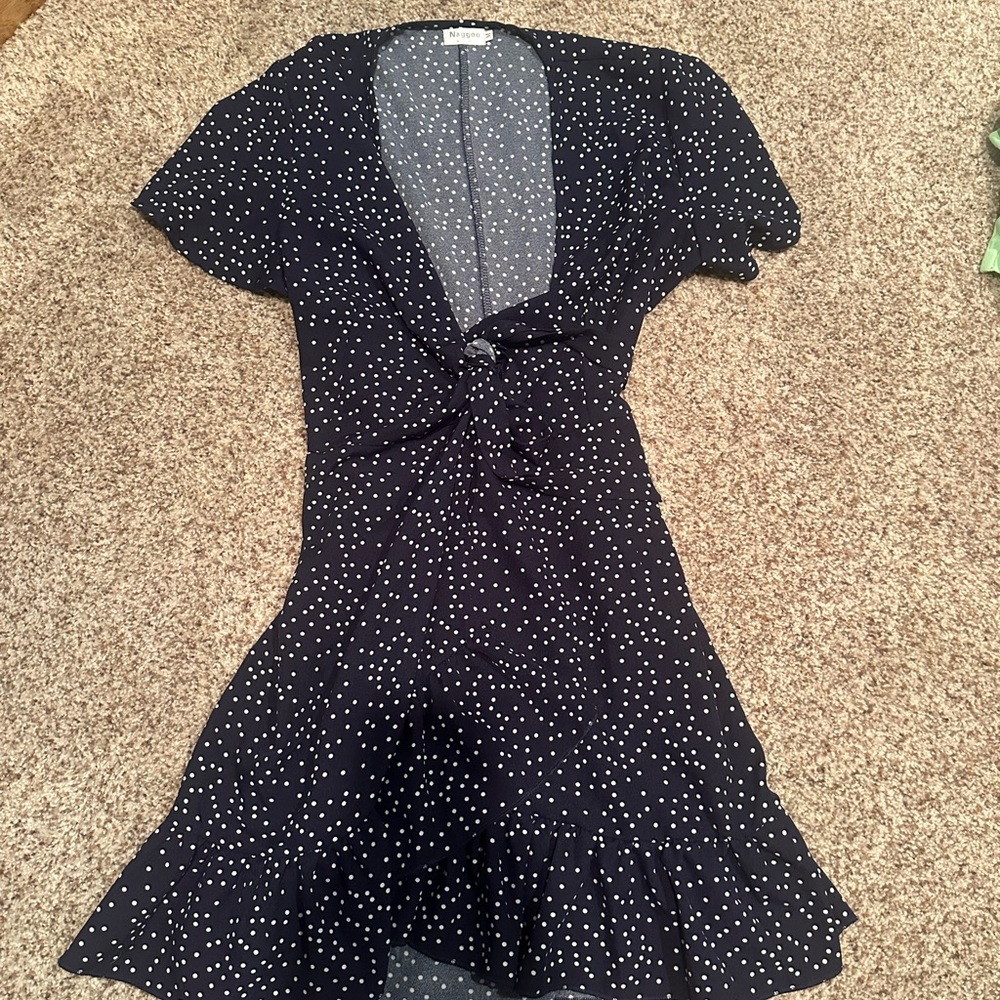 Chic Navy Polka Dot Mini Dress